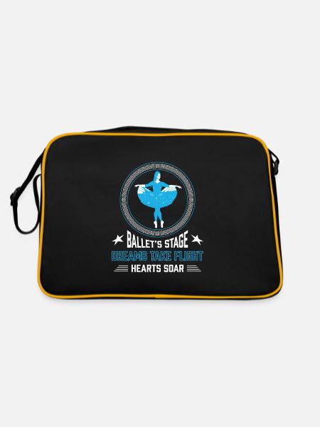 Ballerina Ballett mädchen - Retro Tasche - Schwarz/Gold - Hinten
