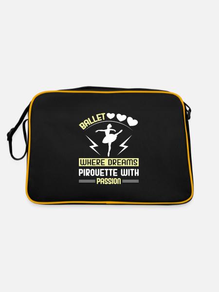 Ballerina Ballett mädchen - Retro Tasche - Schwarz/Gold - Hinten