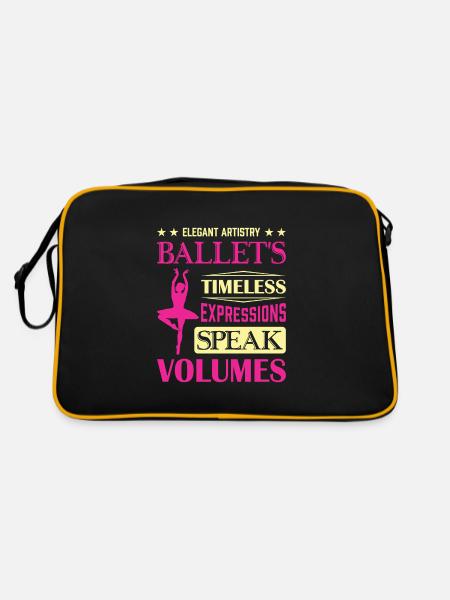 Ballerina Ballett mädchen - Retro Tasche - Schwarz/Gold - Hinten