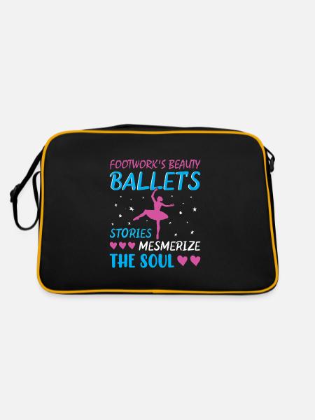 Ballerina Ballett mädchen - Retro Tasche - Schwarz/Gold - Hinten