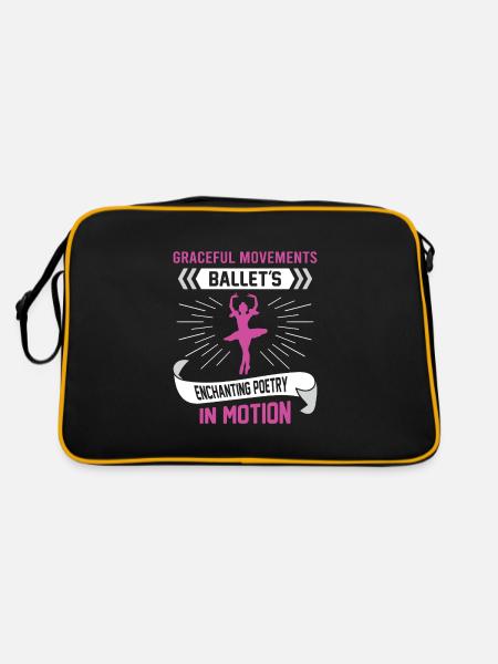 Ballerina Ballett mädchen - Retro Tasche - Schwarz/Gold - Hinten