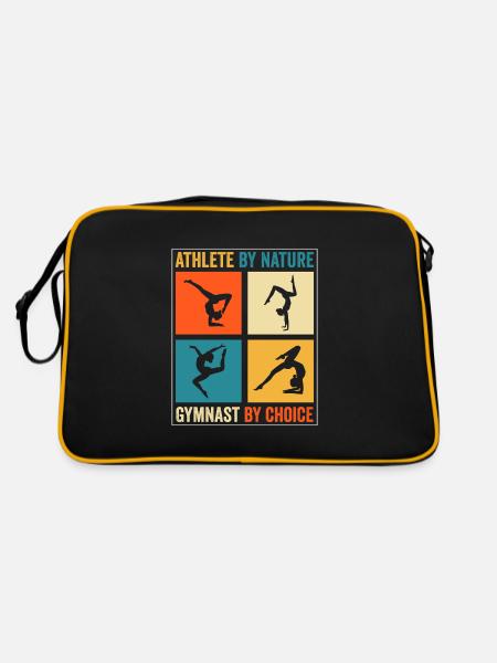 Gymnastik Training Fitness Gym - Retro Tasche - Schwarz/Gold - Hinten