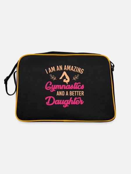 Gymnastik Training Fitness Gym - Retro Tasche - Schwarz/Gold - Hinten