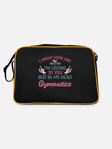 Gymnastik Training Fitness Gym - Retro Tasche - Schwarz/Gold - Hinten