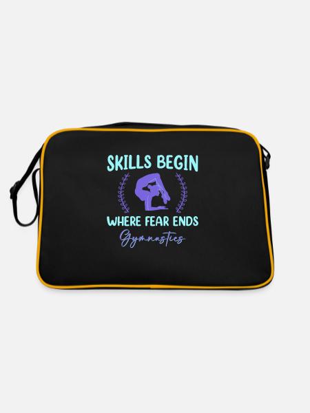 Gymnastik Training Fitness Gym - Retro Tasche - Schwarz/Gold - Hinten