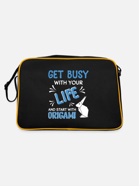 Origami japanische Papierfaltkunst - Retro Tasche - Schwarz/Gold - Hinten