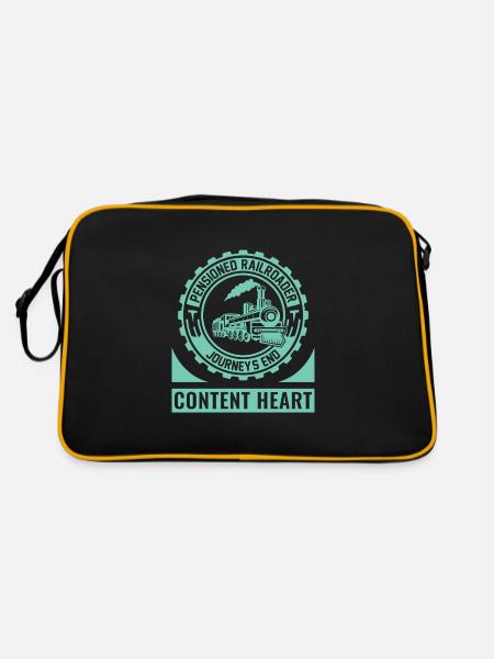 Eisenbahn Zugführer Rente Rentner Zug - Retro Tasche - Schwarz/Gold - Hinten