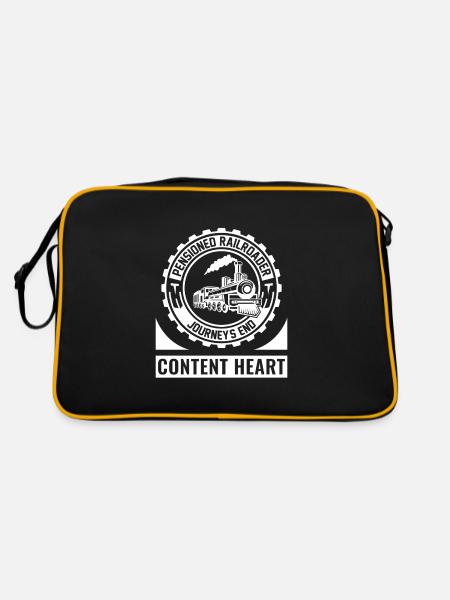 Eisenbahn Zugführer Rente Rentner Zug - Retro Tasche - Schwarz/Gold - Hinten