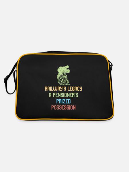 Eisenbahn Zugführer Rente Rentner Zug - Retro Tasche - Schwarz/Gold - Hinten