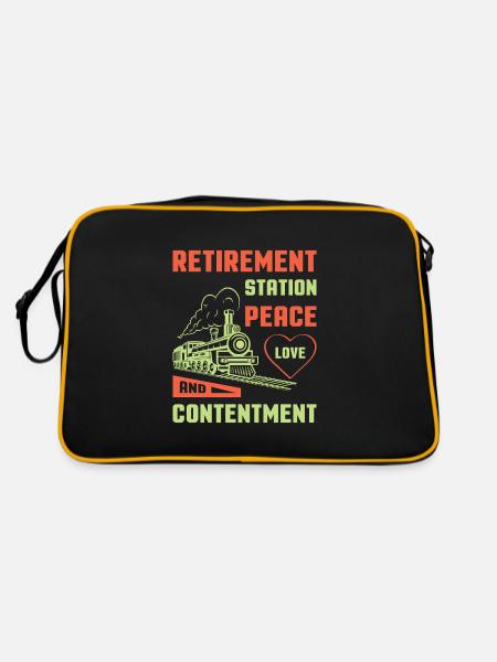 Eisenbahn Zugführer Rente Rentner Zug - Retro Tasche - Schwarz/Gold - Hinten