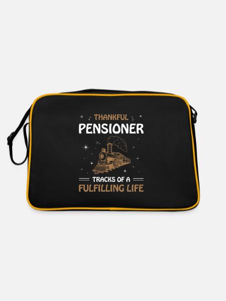Eisenbahn Zugführer Rente Rentner Zug - Retro Tasche - Schwarz/Gold - Hinten