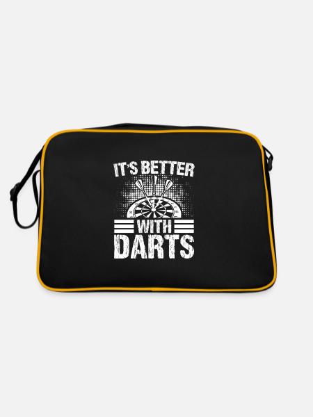 Dart Dartspieler Dartspiel Herren - Retro Tasche - Schwarz/Gold - Hinten