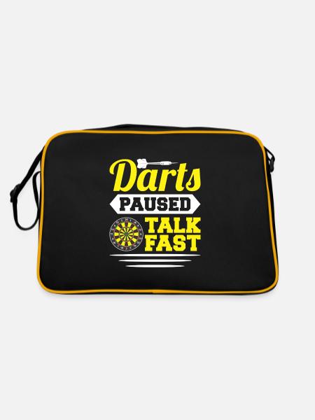 Dart Dartspieler Dartspiel Herren - Retro Tasche - Schwarz/Gold - Hinten