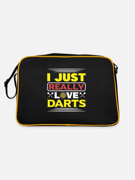 Dart Dartspieler Dartspiel Herren - Retro Tasche - Schwarz/Gold - Hinten