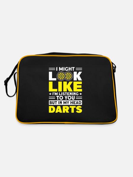 Dart Dartspieler Dartspiel Herren - Retro Tasche - Schwarz/Gold - Hinten