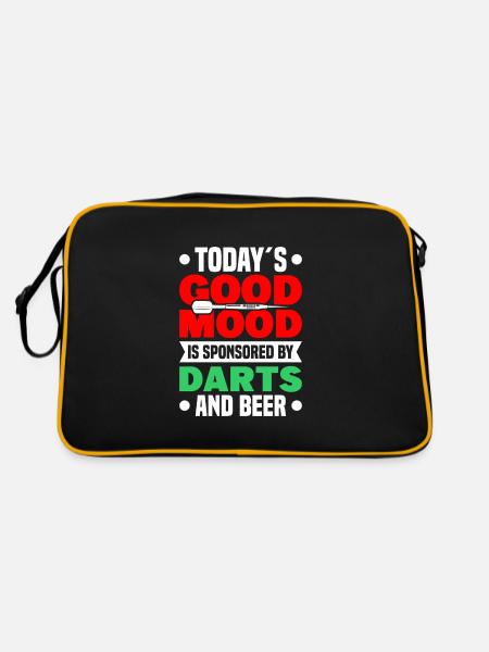 Dart Dartspieler Dartspiel Herren - Retro Tasche - Schwarz/Gold - Hinten