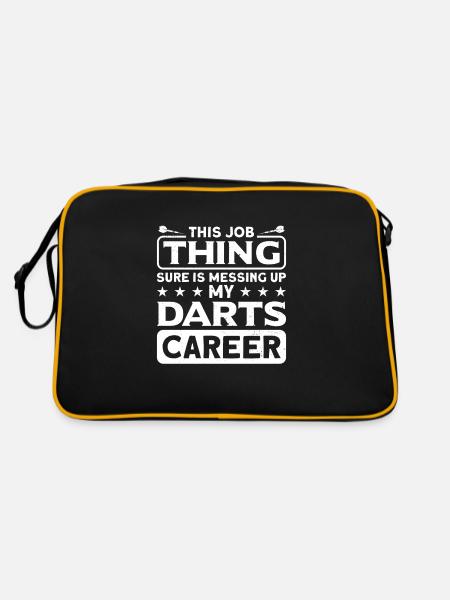 Dart Dartspieler Dartspiel Herren - Retro Tasche - Schwarz/Gold - Hinten