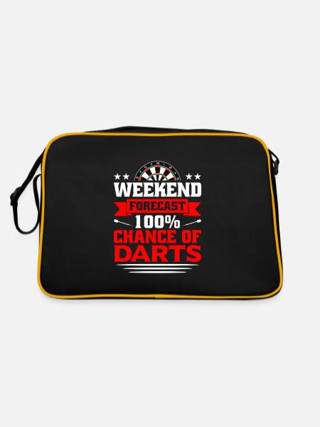 Dart Dartspieler Dartspiel Herren - Retro Tasche - Schwarz/Gold - Hinten