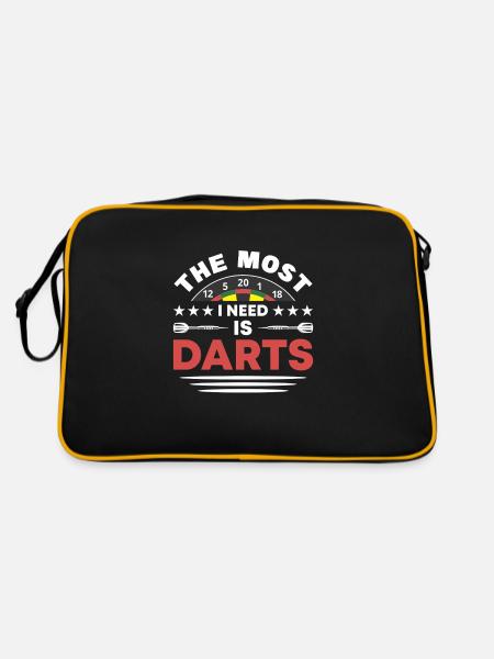 Dart Dartspieler Dartspiel Herren - Retro Tasche - Schwarz/Gold - Hinten