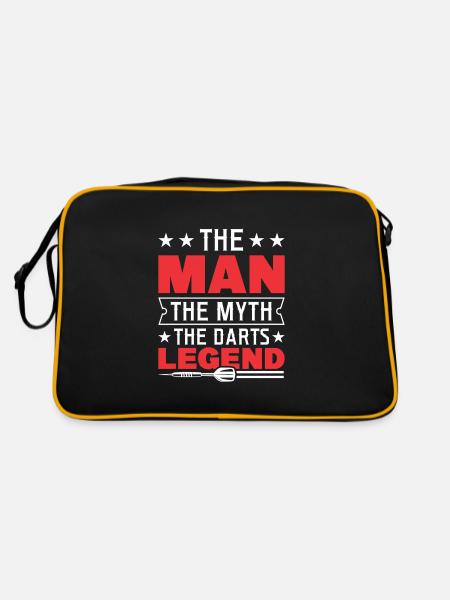 Dart Dartspieler Dartspiel Herren - Retro Tasche - Schwarz/Gold - Hinten