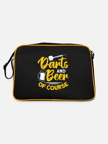 Dart Dartspieler Dartspiel Herren - Retro Tasche - Schwarz/Gold - Hinten
