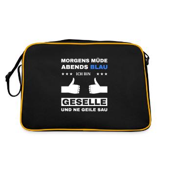 Geselle Facharbeiter Azubi Prüfung - Retro Tasche - Schwarz/Gold - Hinten