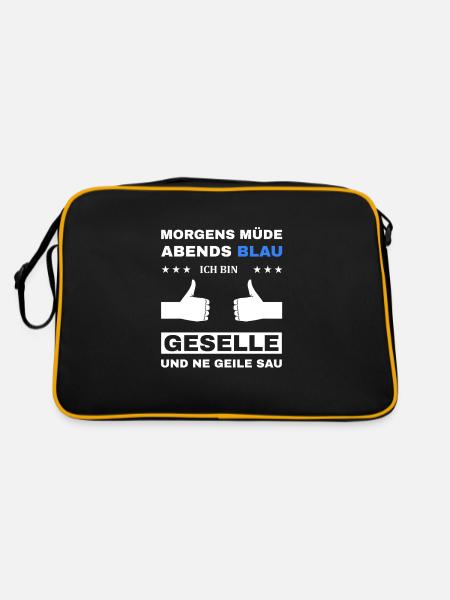 Geselle Facharbeiter Azubi Prüfung - Retro Tasche - Schwarz/Gold - Hinten