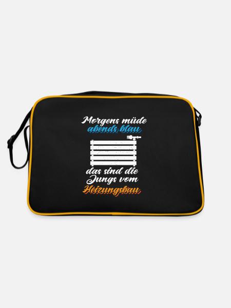 Heizungsbauer Heizungsbau Klempner Installateur - Retro Tasche - Schwarz/Gold - Hinten