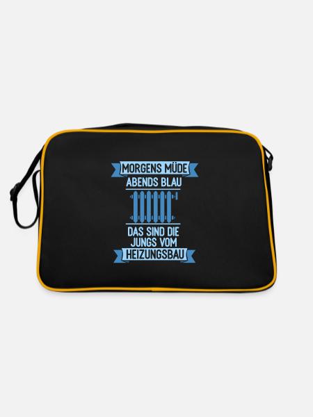 Heizungsbauer Heizungsbau Klempner Installateur - Retro Tasche - Schwarz/Gold - Hinten