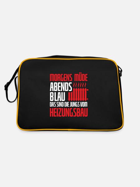 Heizungsbauer Heizungsbau Klempner Installateur - Retro Tasche - Schwarz/Gold - Hinten