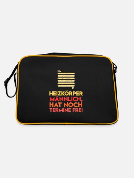 Heizungsbauer Heizungsbau Klempner Installateur - Retro Tasche - Schwarz/Gold - Hinten