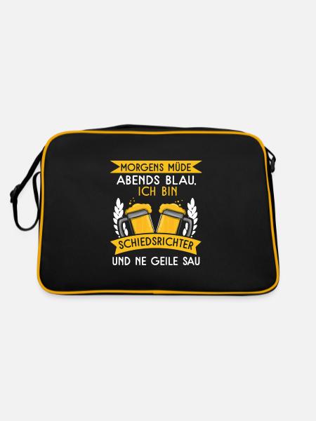Schiedsrichter Unparteiischen Fußball Schiris - Retro Tasche - Schwarz/Gold - Hinten