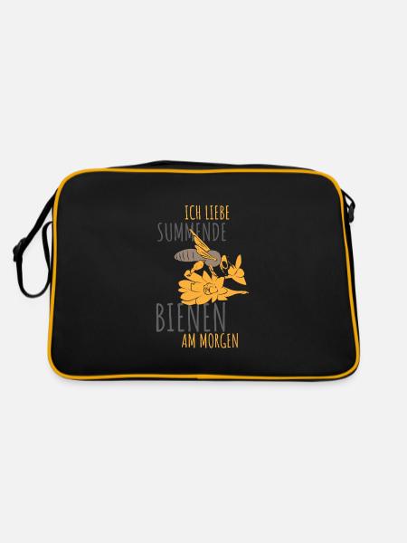 Biene Imker Geschenk Honig Honig Dealer Hobby - Retro Tasche - Schwarz/Gold - Hinten