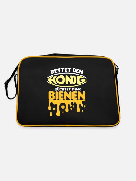 Biene Imker Geschenk Honig Honig Dealer Hobby - Retro Tasche - Schwarz/Gold - Hinten