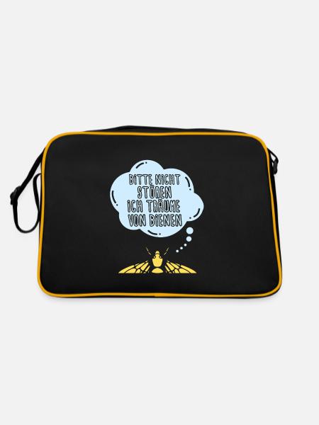 Imker Bienenzüchter Spruch Bienenliebhaber Imkerei - Retro Tasche - Schwarz/Gold - Hinten