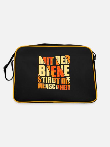 Imker Bienenzüchter Spruch Bienenliebhaber Imkerei - Retro Tasche - Schwarz/Gold - Hinten