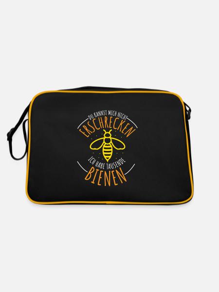 Lustige Imker Geschenke Hobbyimker Imkerei Biene - Retro Tasche - Schwarz/Gold - Hinten