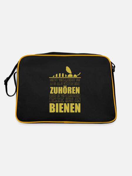 Hobbyimker Imker Bienen Flüsterer Imkern Honig - Retro Tasche - Schwarz/Gold - Hinten