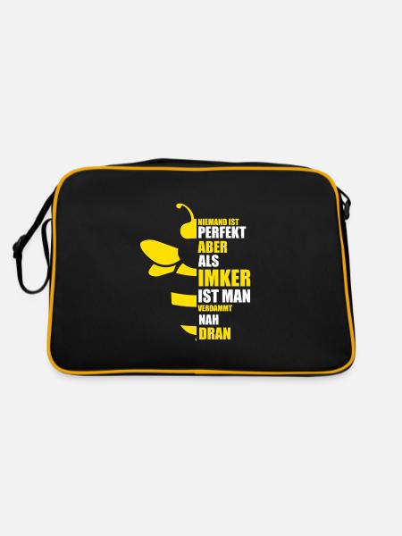 Hobbyimker Imker Bienen Flüsterer Imkern Honig - Retro Tasche - Schwarz/Gold - Hinten