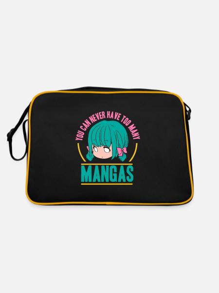 Anime Manga Otaku Kawaii Japan Cosplay Comic - Retro Tasche - Schwarz/Gold - Hinten