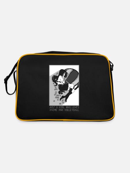 Anime Manga Otaku Kawaii Japan Cosplay Volleyball - Retro Tasche - Schwarz/Gold - Hinten