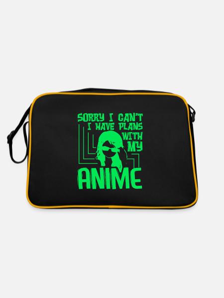 Anime Manga Otaku Kawaii Japan Cosplay Comic - Retro Tasche - Schwarz/Gold - Hinten