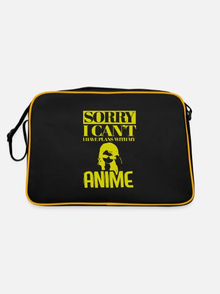 Anime Manga Otaku Kawaii Japan Cosplay Comic - Retro Tasche - Schwarz/Gold - Hinten