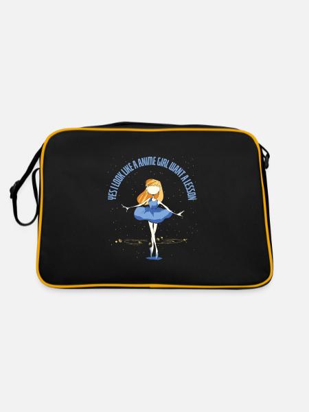 Anime Manga Otaku Kawaii Japan Cosplay Comic - Retro Tasche - Schwarz/Gold - Hinten