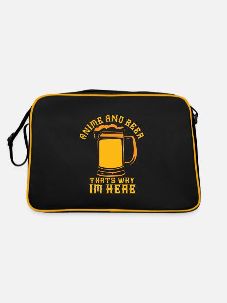 Anime Manga Otaku Kawaii Japan Cosplay Comic - Retro Tasche - Schwarz/Gold - Hinten