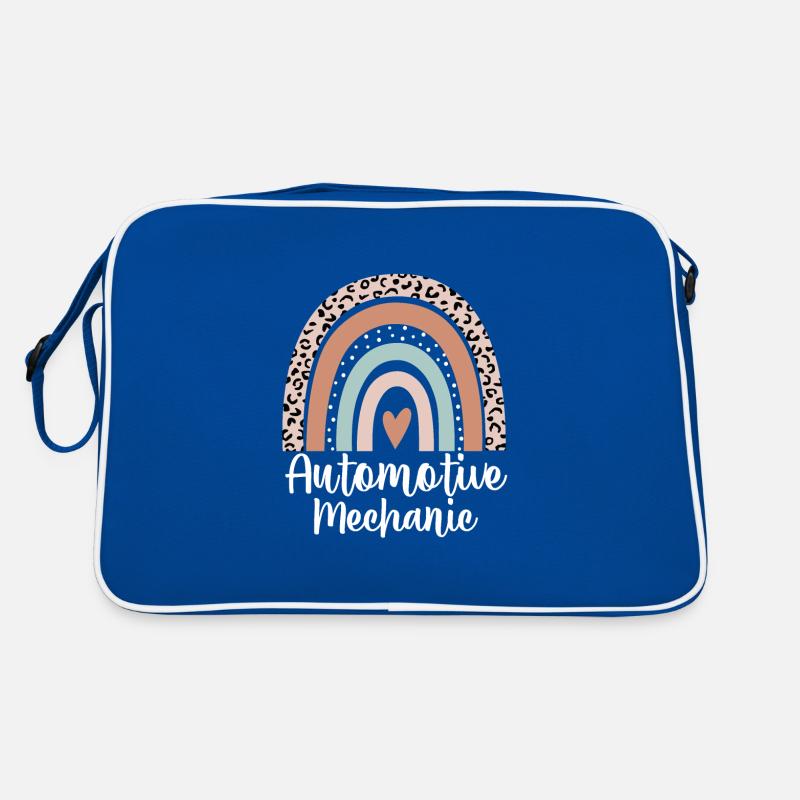 Automotive Mechanic Rainbow Leopard Heart Retro Bag