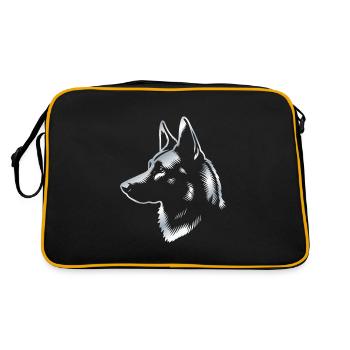 Malinois, tête de chien, dessin argentique - Sac Retro - noir/or - Dos