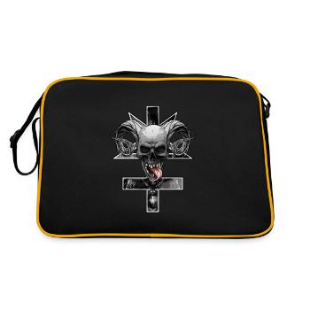 Inverted cross with pentagram and skull - Retro Bag - black/gold - Back