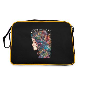 Surrealist artwork watercolor - Retro Bag - black/gold - Back