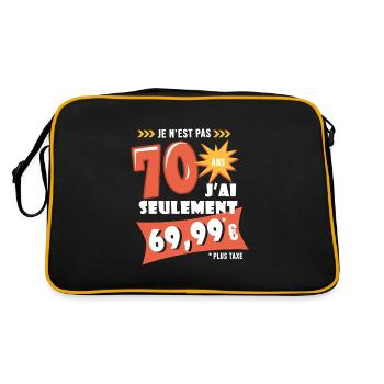70 ans anniversaire humour 70e anniversaire - Sac Retro - noir/or - Dos